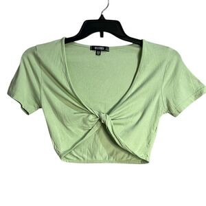 Missguided‎ Short Sleeve Crop Top Womens Size 6 Green